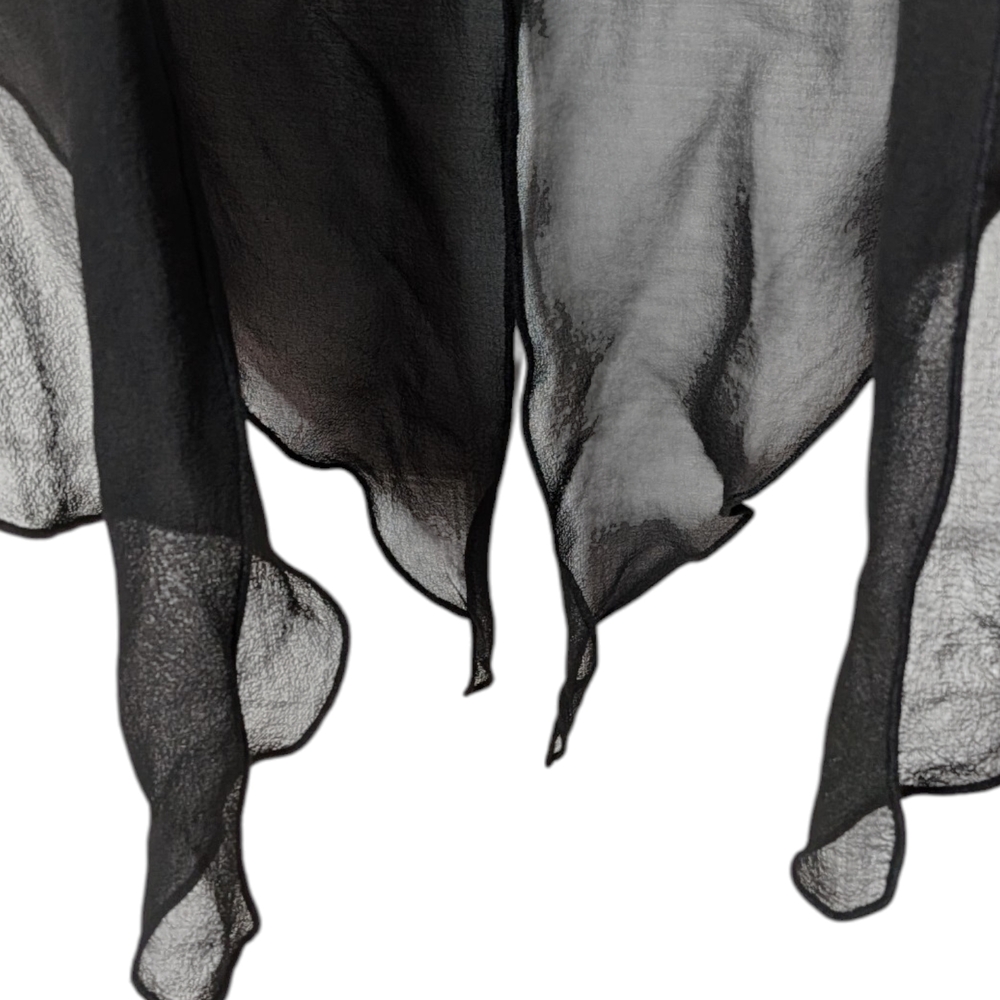 Simply Silk Black With Iridescent Green, Gray, White And Yellow Shimmer Kimono - Picture 3 of 6